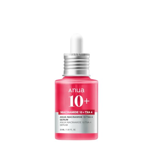 Anua Niacinamide 10 + TXA 4 Serum, Dark Spot Care, Hyaluronic Acid, Tranexamic Acid, Lightweight & Hydrating All-in-One Daily Facial Serum for Glass Skin, Korean Skincare, 1.01 fl.oz