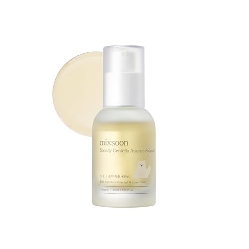 mixsoon Soondy Centella Asiatica Essence-Soothing and Calming for Face, Jeju Island Cica Extracts and Hydrating Formula for Balanced Skin 30ml / 1.01 fl.oz. Korean Glass Skin Care