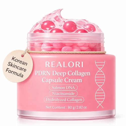 realori PDRN Capsule Cream with Vitamin C & Collagen – Korean Boba Moisturizer for Face, Pink Jelly Cream for Deep Hydration, Skin Repair, and Glow – Korean Skincare Gel for All Skin Types