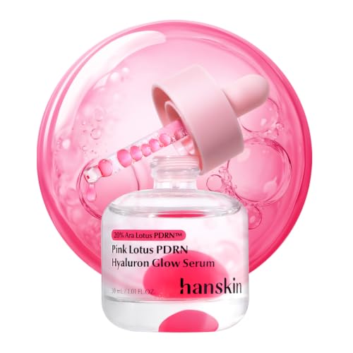 Hanskin PDRN Pink Peptide Hyaluron Glow Serum - 200,000ppm Pink Lotus Vegan PDRN | Intensive Hydrating Glow Ball Essence for Glass Skin, Plumping & Firming | Korean Skincare 1.01 fl. oz.