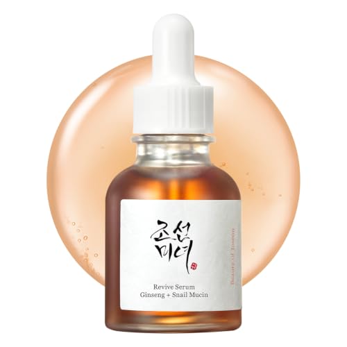 Beauty of Joseon Revive Snail Mucin Ginseng Serum Hydrating Peptide Facial Moisturizer Dark Spot Acne Scar Remover for Sensitive Face. Korean Skin Care for Men and Women, 30ml, 1fl. Oz