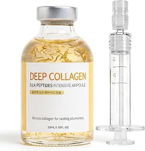 Deep Collagen Serum Silk Peptide Ampoule, Korean Anti Aging Serum for Face with Collagen &